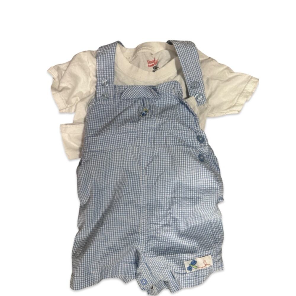 Baby Seersucker Overall Outfit 18 Months Blue Romper